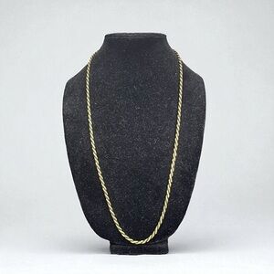Vintage Trifari Black‎ and Gold tone Twisted Rope 30" Necklace
